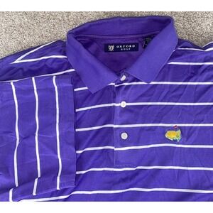 Oxford Golf Masters Tech Polo Mens L Cotton Purple Striped Golf Wicking PGA Prep